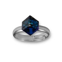 Prsten ze SWAROVSKI ELEMENTS kostka 6mm crystal bermuda blue