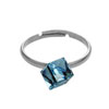prsten ze SWAROVSKI ELEMENTS kostička 6mm v barvě aquamarine