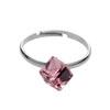 prsten ze SWAROVSKI ELEMENTS kostička 6mm v barvě light rose
