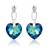 náušnice ze SWAROVSKI ELEMENTS srdce rich-cut 18mm visací crystal bermuda blue Ag 925/1000 krabička