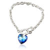 náramek malý ze SWAROVSKI ELEMENTS srdce crystal bermuda blue  Ag 925/1000