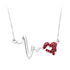 náhrdelník se SWAROVSKI ELEMENTS tlukot srdce červené 24cm+5cm prodloužení