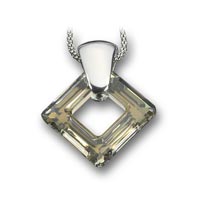 Pvsek ze SWAROVSKI ELEMENTS tverec 20mm crystal silver shade cal.v.si Ag 925/1000