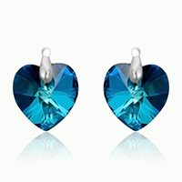 Nunice ze SWAROVSKI ELEMENTS srdce 10,3mm visac crystal bermuda blue Ag 925/1000 krabika
