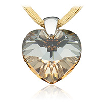 Pvsek ze SWAROVSKI ELEMENTS srdce 18mm crystal golden shadow hedvb Ag 925/1000