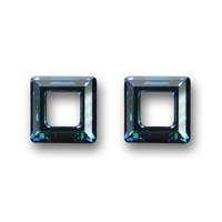 Nunice ze SWAROVSKI ELEMENTS tverec 14mm crystal bermuda blue krabika